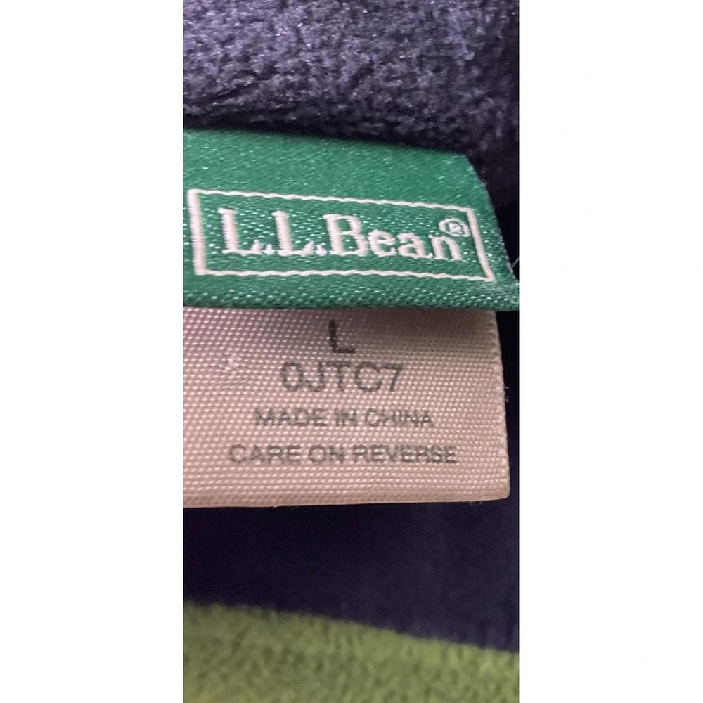 LL Bean Beanie Boys Large Green/Black Fleece Flame Print